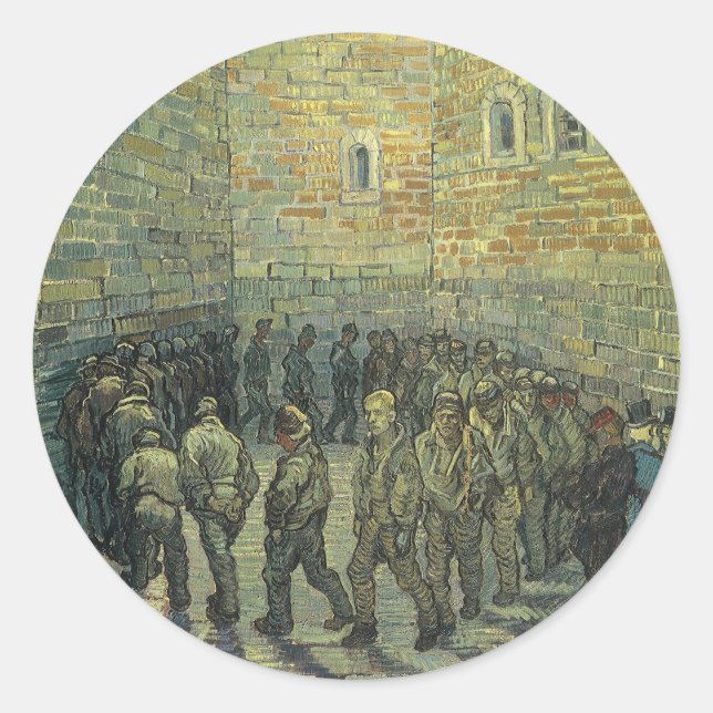 Adesivo Redondo Vincent van Gogh - Prisioneiros Exercitando-se (Frente)
