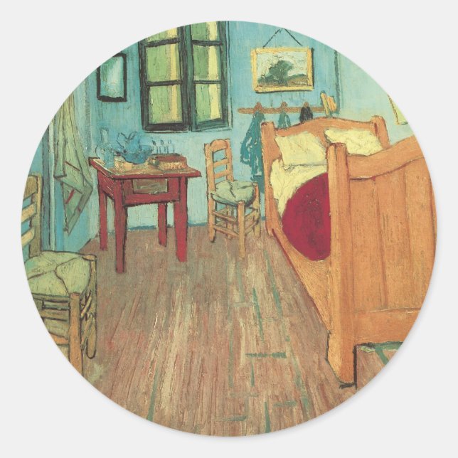 Adesivo Redondo Vincent van Gogh - Quarto de Vincent em Arles (Frente)