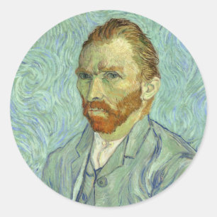 Adesivo Redondo Vincent Van Gogh - Retrato Automático de Pintura 