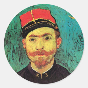 Adesivo Redondo Vincent Van Gogh - Retrato de Milliet - Arte Fina