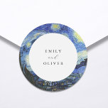 Adesivo Redondo Vincent Van Gogh Starry Night Weding<br><div class="desc">Vincent Van Gogh Starry Night Wedker</div>