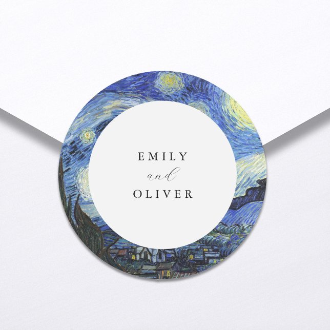 Adesivo Redondo Vincent Van Gogh Starry Night Weding (Criador carregado)