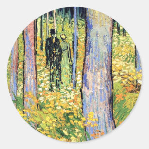 Adesivo Redondo Vincent Van Gogh - Sub-bosque com Duas Figuras