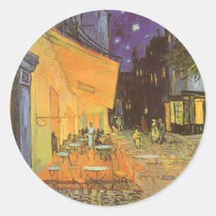 Adesivo Redondo Vincent van Gogh - Terraço do Café à Noite