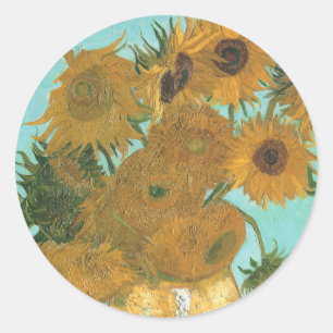 Adesivo Redondo Vincent van Gogh - Vaso com Doze Girassóis