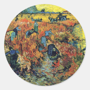 Adesivo Redondo Vincent Van Gogh - Vinhedo Vermelho em Arles Pintu