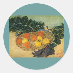 Adesivo Redondo Vincent van Gogh's Basket of Frutas and Glove 1889