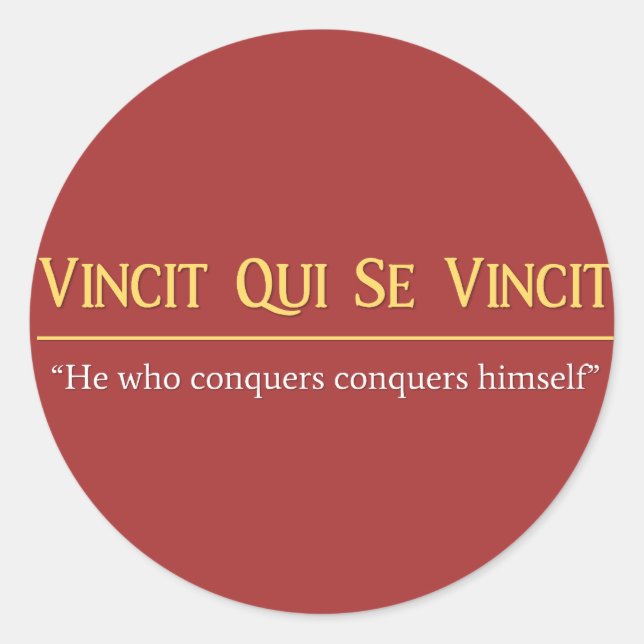 Adesivo Redondo Vincit Qui Se Vincit Latin Phrase Stickers (Frente)