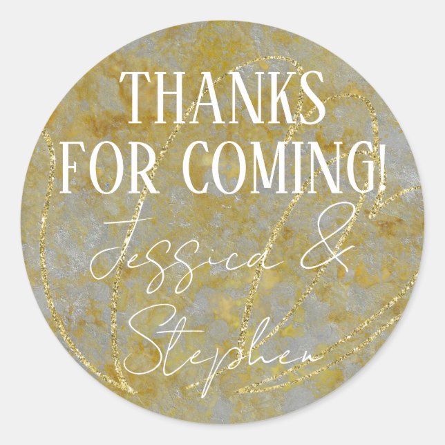 Adesivo Redondo Vinculação Elegante de Prata de Casamento (Frente)