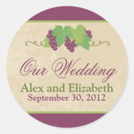 Adesivo Redondo Vineyard Our Wedding Sticker (Textura de Pergaminh
