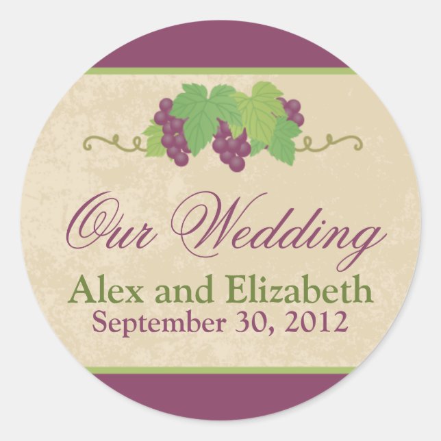 Adesivo Redondo Vineyard Our Wedding Sticker (Textura de Pergaminh (Frente)
