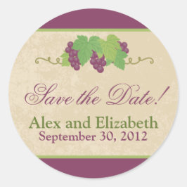 Adesivo Redondo Vineyard Save-the-Date Sticker (Textura de Pergami