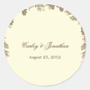 Adesivo Redondo Vineyard Weding Sticker - Brown