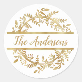Adesivo Redondo Vinha Elegante Nome da família Wreath Envelope Sea