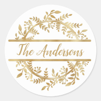 Adesivo Redondo Vinha Elegante Nome da família Wreath Envelope Sea