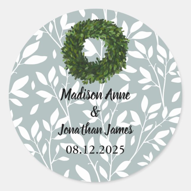 Adesivo Redondo Vinha Floral Simples Sai Do Casamento (Frente)