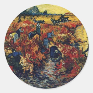 Adesivo Redondo Vinha Vermelha, Van Gogh, 1888