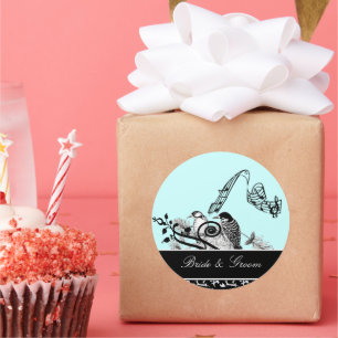 Adesivo Redondo Vinhagem Azul-Vintage-Noord & Groom