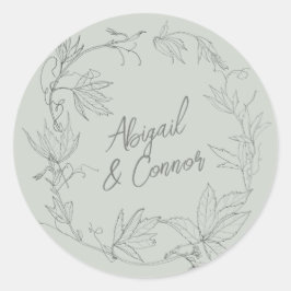 Adesivo Redondo Vinhas Mãos Mínimas Cinzas Verdes