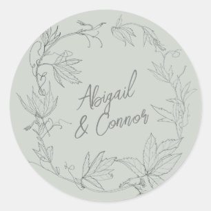 Adesivo Redondo Vinhas Mãos Mínimas Cinzas Verdes