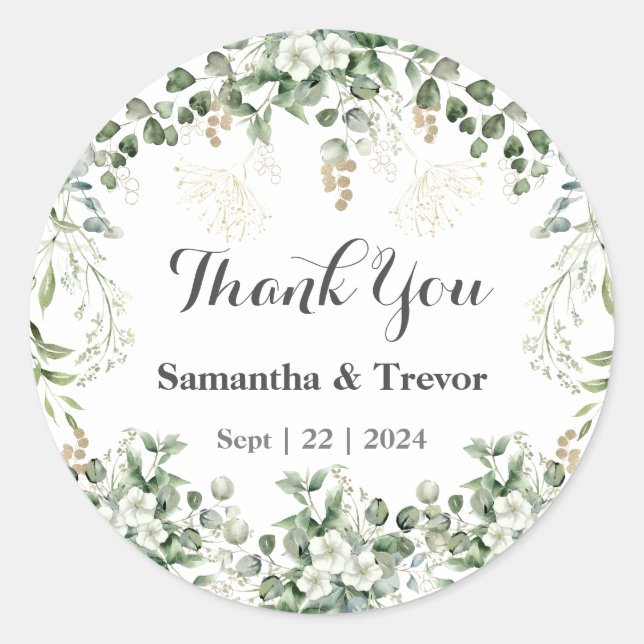 Adesivo Redondo Vinhas Verdant: Folhagem Dourada e Verde (Frente)