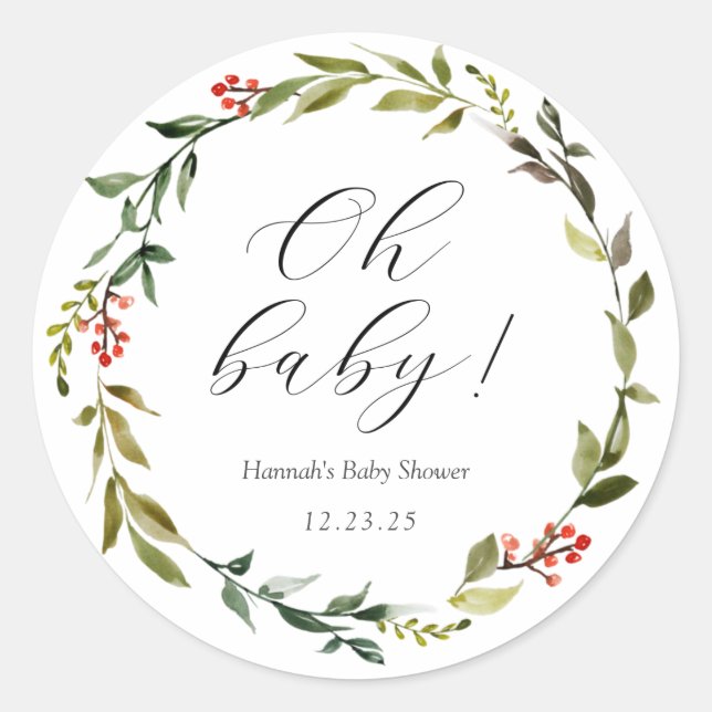 Adesivo Redondo Vinheira de inverno Oh Baby Classic Round Sticker (Frente)