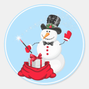 Adesivo Redondo Vinheiros de Natal-Snowman