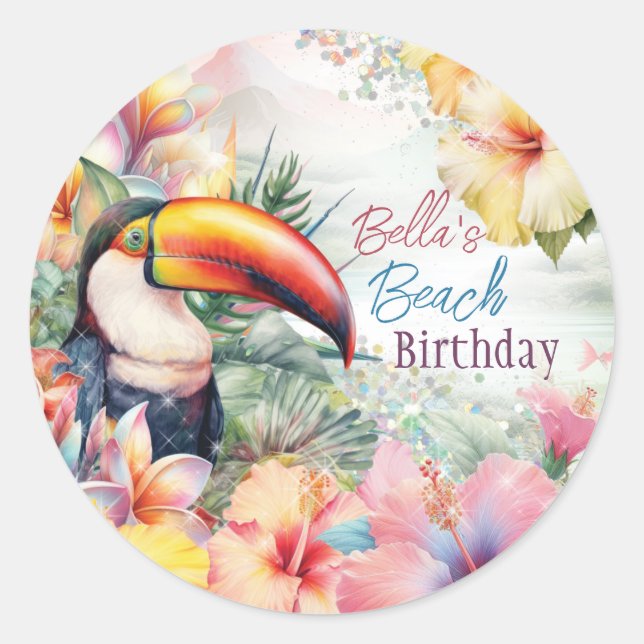 Adesivo Redondo Vinheiros do Tropical Summer Beach Party (Frente)