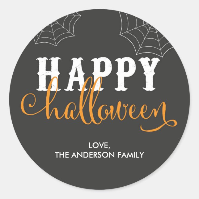 Adesivo Redondo Vinheiros Felizes do Dia das Bruxas / Vetor de env (Frente)