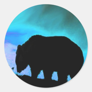 Adesivo Redondo Vinheiros Selvagens De Animais Grizzly