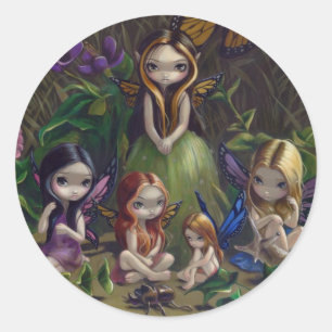 Adesivo Redondo Vinheta "A Gathering of Faeries"