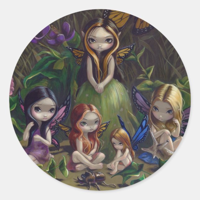 Adesivo Redondo Vinheta "A Gathering of Faeries" (Frente)