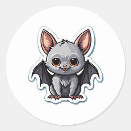 Adesivo Redondo Vinheta Adorável de Bat Bebê - Arte Gótica Bótica