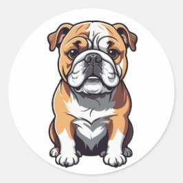 Adesivo Redondo Vinheta Adorável para Bulldog Inglês - Raça para C