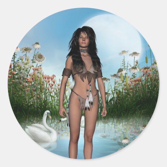 Adesivo Redondo Vinheta Americana Nativa (Frente)