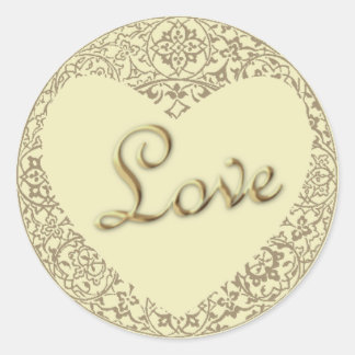 Adesivo Redondo Vinheta "Amor" de Creme Verde Desfeito