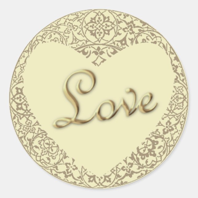 Adesivo Redondo Vinheta "Amor" de Creme Verde Desfeito (Frente)