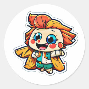 Adesivo Redondo Vinheta Animada Bonita - Sorrisos Ilimitados