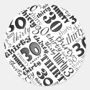 Adesivo Redondo Vinheta aniversário de 30 anos