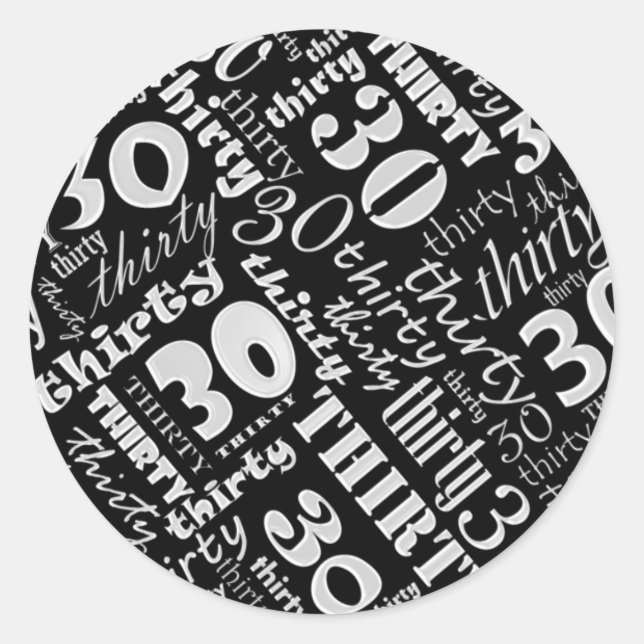 Adesivo Redondo Vinheta aniversário de 30 anos (Frente)
