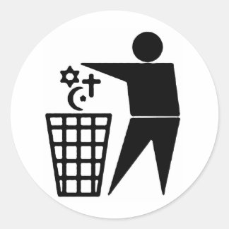 Adesivo Redondo Vinheta Anti-Religião