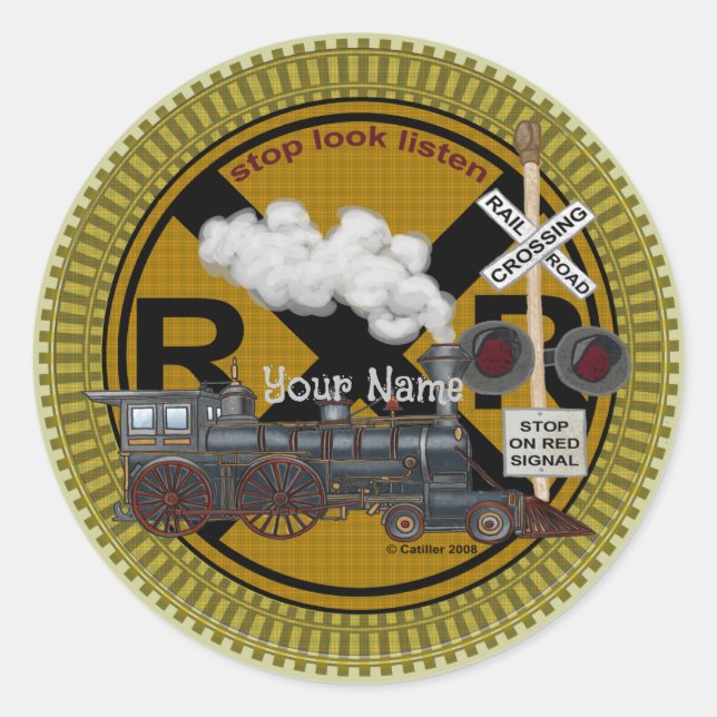 Adesivo Redondo Vinheta antiquada para o comboio (Frente)