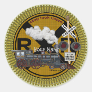 Adesivo Redondo Vinheta antiquada para o comboio