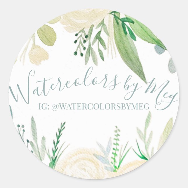 Adesivo Redondo Vinheta Aquarela (Frente)