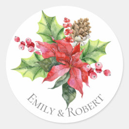 Adesivo Redondo Vinheta Aquarela verde para o Natal