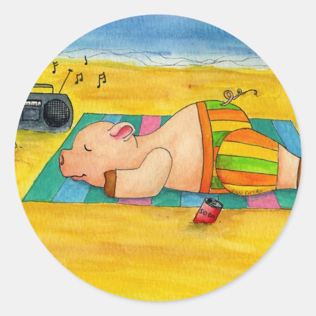 Adesivo Redondo Vinheta assada para suínos (Frente)