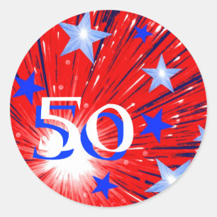 Adesivo Redondo Vinheta Azul Azul Vermelho com Fio