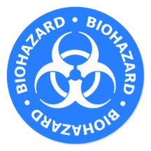 Vinheta Azul Brilhante de Advertência de Risco Bio