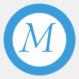 Adesivo Redondo Vinheta Azul Claro Monograma