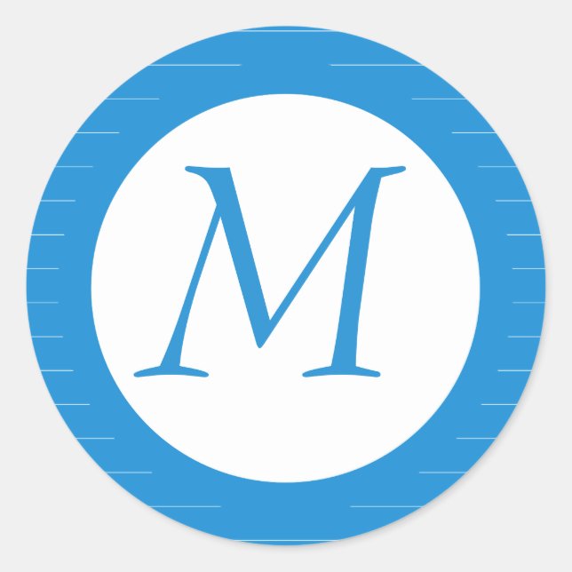 Adesivo Redondo Vinheta Azul Claro Monograma (Frente)